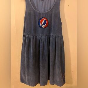 Blue American Eagle Corduroy Dress with Grateful Dead Patch